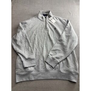 New Polo Ralph Lauren Quarter Zip Pullover Sweatshirt Heather Grey Mens XL